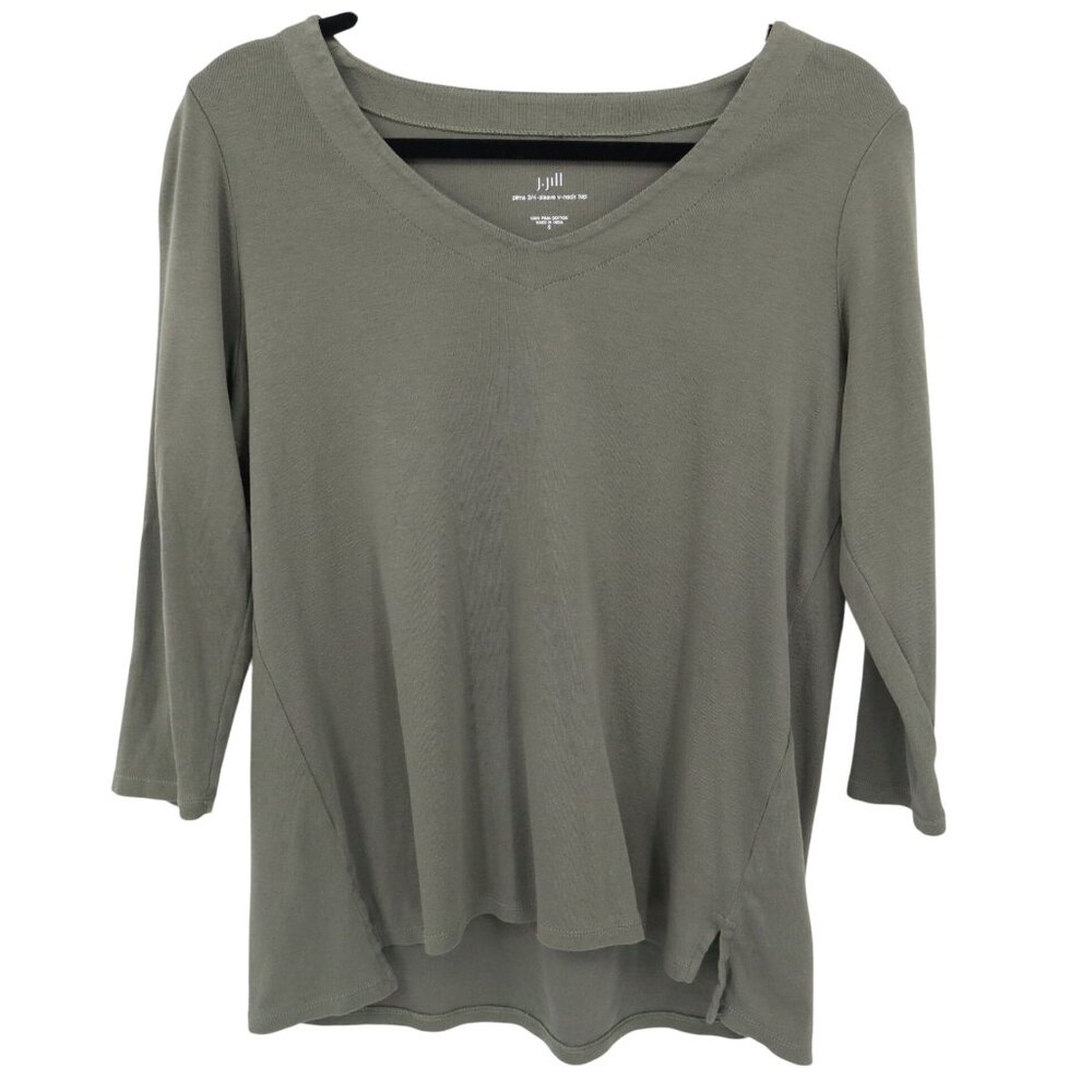 J. Jill‎ Pima Top Womens S Green Classic Preppy Academia Sporty Modest Layering